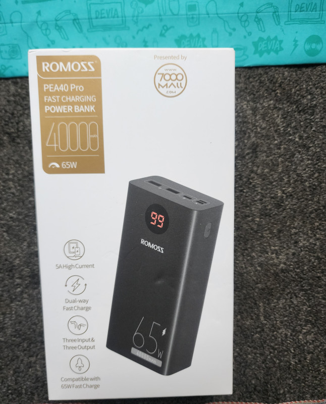 Romoss 40k mAh 65w fast charging power bank